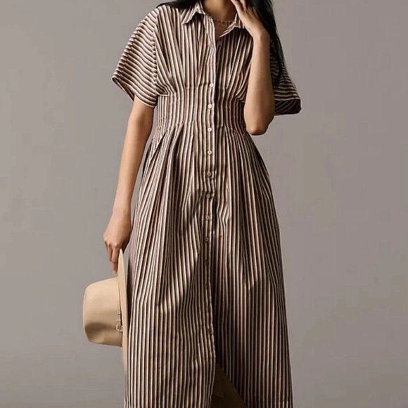 Anthropologie Exquise Tobie Smocked Shirt Dress - Picture 3 of 6